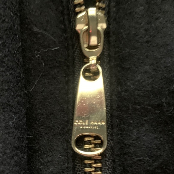 Cole Haan Black Utility Wool Blend Jacket with Faux Fur Trim - Picture 6 of 8